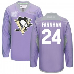 Bobby Farnham Pittsburgh Penguins Reebok Premier Purple 2016 Hockey Fights Cancer Practice Jersey