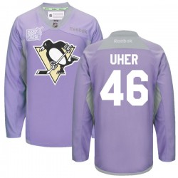 Dominik Uher Pittsburgh Penguins Reebok Premier Purple 2016 Hockey Fights Cancer Practice Jersey