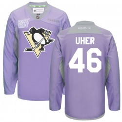 Dominik Uher Pittsburgh Penguins Reebok Authentic Purple 2016 Hockey Fights Cancer Practice Jersey