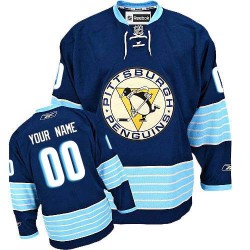 Reebok Pittsburgh Penguins Men's Customized Authentic Navy Blue Vintage New Third Winter Classic Jersey