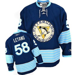 Kris Letang Pittsburgh Penguins Reebok Authentic Navy Blue Vintage New Third Jersey