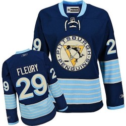 Women's Marc-Andre Fleury Pittsburgh Penguins Reebok Authentic Navy Blue Vintage New Third Jersey