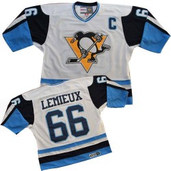 Mario Lemieux Pittsburgh Penguins CCM Authentic White/Blue Throwback Jersey