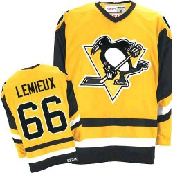 Mario Lemieux Pittsburgh Penguins CCM Authentic Gold Throwback Jersey