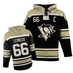 Youth Mario Lemieux Pittsburgh Penguins Premier Black Old Time Hockey Sawyer Hooded Sweatshirt Jersey