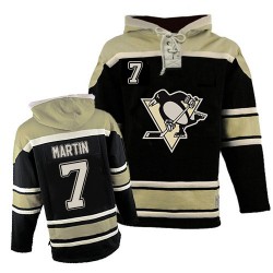 Paul Martin Pittsburgh Penguins Premier Black Old Time Hockey Sawyer Hooded Sweatshirt Jersey