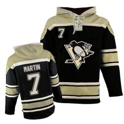 Paul Martin Pittsburgh Penguins Authentic Black Old Time Hockey Sawyer Hooded Sweatshirt Jersey