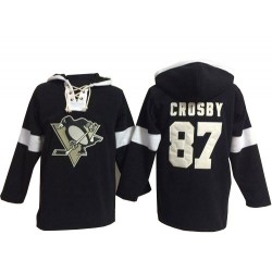 Sidney Crosby Pittsburgh Penguins Authentic Black Old Time Hockey Pullover Hoodie Jersey