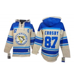Sidney Crosby Pittsburgh Penguins Authentic Cream Old Time Hockey Sawyer Hooded Sweatshirt Jersey