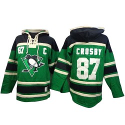 Sidney Crosby Pittsburgh Penguins Authentic Green Old Time Hockey St. Patrick's Day McNary Lace Hoodie Jersey