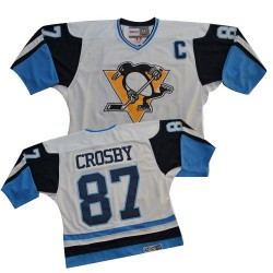 Sidney Crosby Pittsburgh Penguins CCM Authentic White/Blue Throwback Jersey