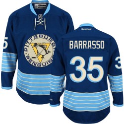 Tom Barrasso Pittsburgh Penguins Reebok Authentic Navy Blue Vintage New Third Jersey