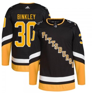 Youth Les Binkley Pittsburgh Penguins Adidas Authentic Black 2021/22 Alternate Primegreen Pro Player Jersey