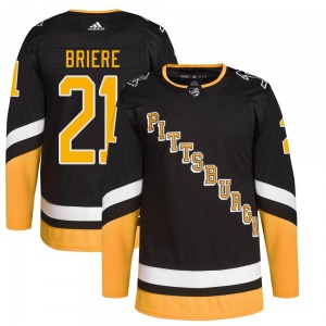 Youth Michel Briere Pittsburgh Penguins Adidas Authentic Black 2021/22 Alternate Primegreen Pro Player Jersey