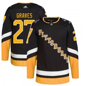 Youth Ryan Graves Pittsburgh Penguins Adidas Authentic Black 2021/22 Alternate Primegreen Pro Player Jersey