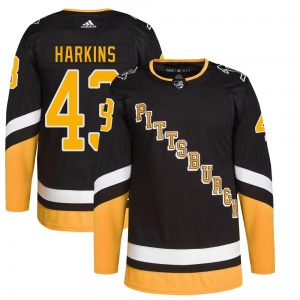 Youth Jansen Harkins Pittsburgh Penguins Adidas Authentic Black 2021/22 Alternate Primegreen Pro Player Jersey