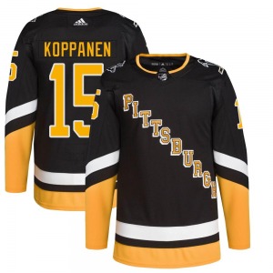 Youth Joona Koppanen Pittsburgh Penguins Adidas Authentic Black 2021/22 Alternate Primegreen Pro Player Jersey