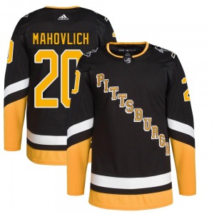 Youth Peter Mahovlich Pittsburgh Penguins Adidas Authentic Black 2021/22 Alternate Primegreen Pro Player Jersey