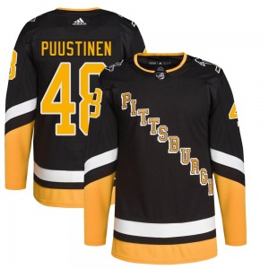 Youth Valtteri Puustinen Pittsburgh Penguins Adidas Authentic Black 2021/22 Alternate Primegreen Pro Player Jersey