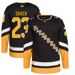 Youth Eddie Shack Pittsburgh Penguins Adidas Authentic Black 2021/22 Alternate Primegreen Pro Player Jersey