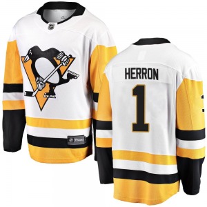Youth Denis Herron Pittsburgh Penguins Fanatics Branded Breakaway White Away Jersey