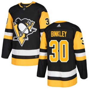 Youth Les Binkley Pittsburgh Penguins Adidas Authentic Black Home Jersey