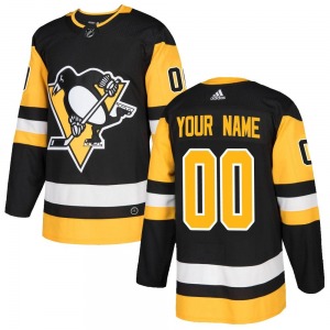 Youth Custom Pittsburgh Penguins Adidas Authentic Black Home Jersey