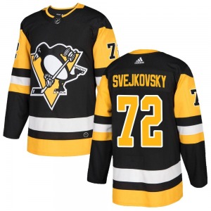 Youth Lukas Svejkovsky Pittsburgh Penguins Adidas Authentic Black Home Jersey