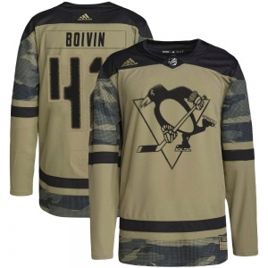 Youth Leo Boivin Pittsburgh Penguins Adidas Authentic Camo Military Appreciation Practice Jersey