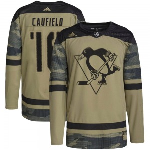 Youth Jay Caufield Pittsburgh Penguins Adidas Authentic Camo Military Appreciation Practice Jersey