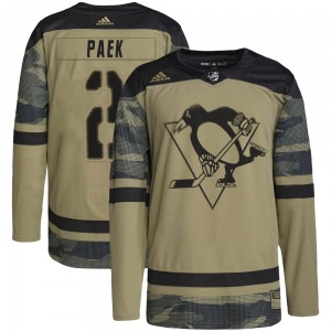 Youth Jim Paek Pittsburgh Penguins Adidas Authentic Camo Military Appreciation Practice Jersey