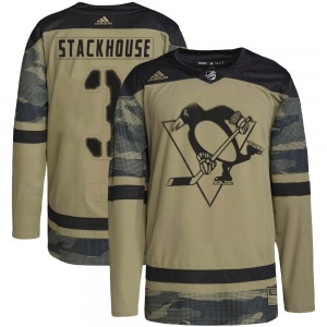 Youth Ron Stackhouse Pittsburgh Penguins Adidas Authentic Camo Military Appreciation Practice Jersey