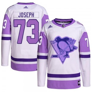 Pierre-Olivier Joseph Pittsburgh Penguins Adidas Authentic White/Purple Hockey Fights Cancer Primegreen Jersey