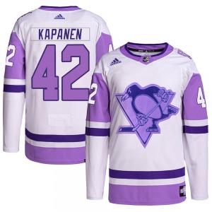 Kasperi Kapanen Pittsburgh Penguins Adidas Authentic White/Purple Hockey Fights Cancer Primegreen Jersey
