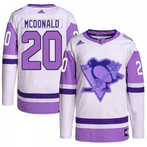 Ab Mcdonald Pittsburgh Penguins Adidas Authentic White/Purple Hockey Fights Cancer Primegreen Jersey