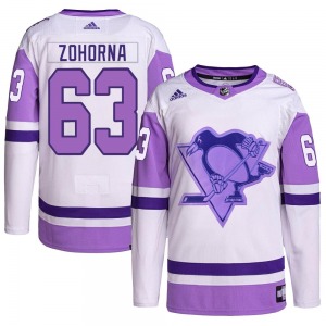 Radim Zohorna Pittsburgh Penguins Adidas Authentic White/Purple Hockey Fights Cancer Primegreen Jersey