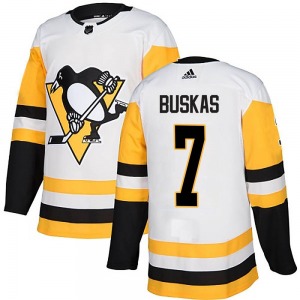 Youth Rod Buskas Pittsburgh Penguins Adidas Authentic White Away Jersey