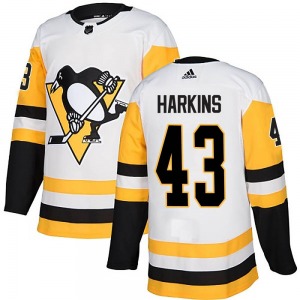 Youth Jansen Harkins Pittsburgh Penguins Adidas Authentic White Away Jersey