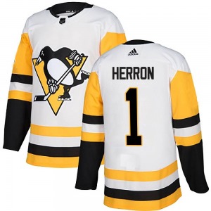 Youth Denis Herron Pittsburgh Penguins Adidas Authentic White Away Jersey