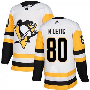 Youth Sam Miletic Pittsburgh Penguins Adidas Authentic White Away Jersey