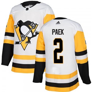 Youth Jim Paek Pittsburgh Penguins Adidas Authentic White Away Jersey