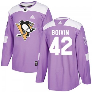 Leo Boivin Pittsburgh Penguins Adidas Authentic Purple Fights Cancer Practice Jersey