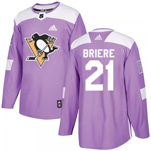 Michel Briere Pittsburgh Penguins Adidas Authentic Purple Fights Cancer Practice Jersey