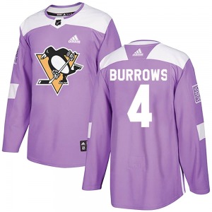 Dave Burrows Pittsburgh Penguins Adidas Authentic Purple Fights Cancer Practice Jersey