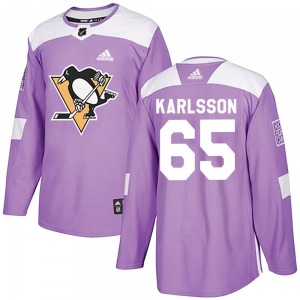 Erik Karlsson Pittsburgh Penguins Adidas Authentic Purple Fights Cancer Practice Jersey