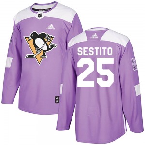 Tom Sestito Pittsburgh Penguins Adidas Authentic Purple Fights Cancer Practice Jersey