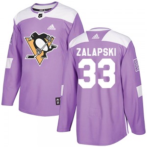 Zarley Zalapski Pittsburgh Penguins Adidas Authentic Purple Fights Cancer Practice Jersey