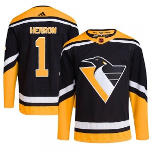 Youth Denis Herron Pittsburgh Penguins Adidas Authentic Black Reverse Retro 2.0 Jersey