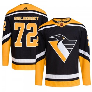 Youth Lukas Svejkovsky Pittsburgh Penguins Adidas Authentic Black Reverse Retro 2.0 Jersey