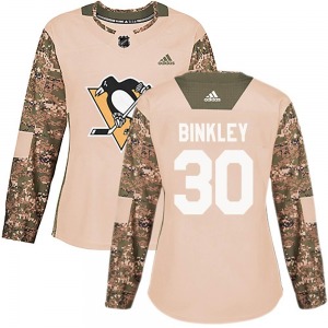 Women's Les Binkley Pittsburgh Penguins Adidas Authentic Camo Veterans Day Practice Jersey